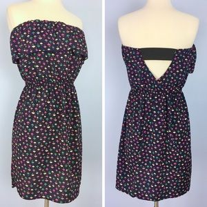 Francesca's Umbrella Print Strapless Blue Dress